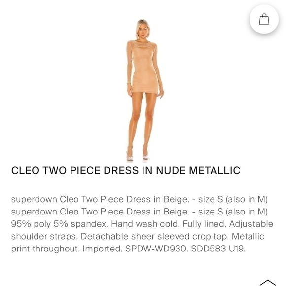 Superdown CLEO TWO PIECE DRESS IN NUDE METALLIC XS NWT revolve shimmer leopard - Picture 9 of 10